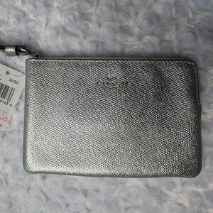 NWT Silver Coach Wristlet